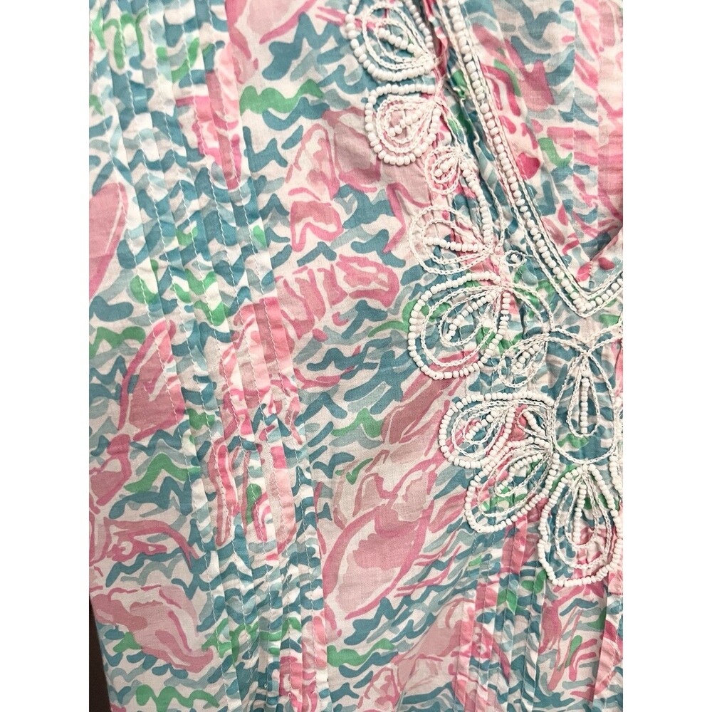 Lilly Pulitzer - Sarasota Beaded Tunic in Lobstah Roll - Size Medium Lobster Top - Picture 4 of 11